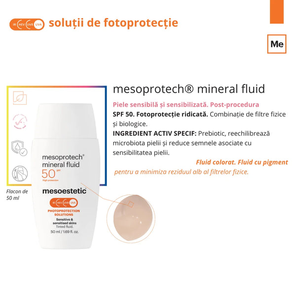 Protectia solara minerala cu culoare ten gras, mixt, sensibil - mineral fluid SPF50+ - 50ml