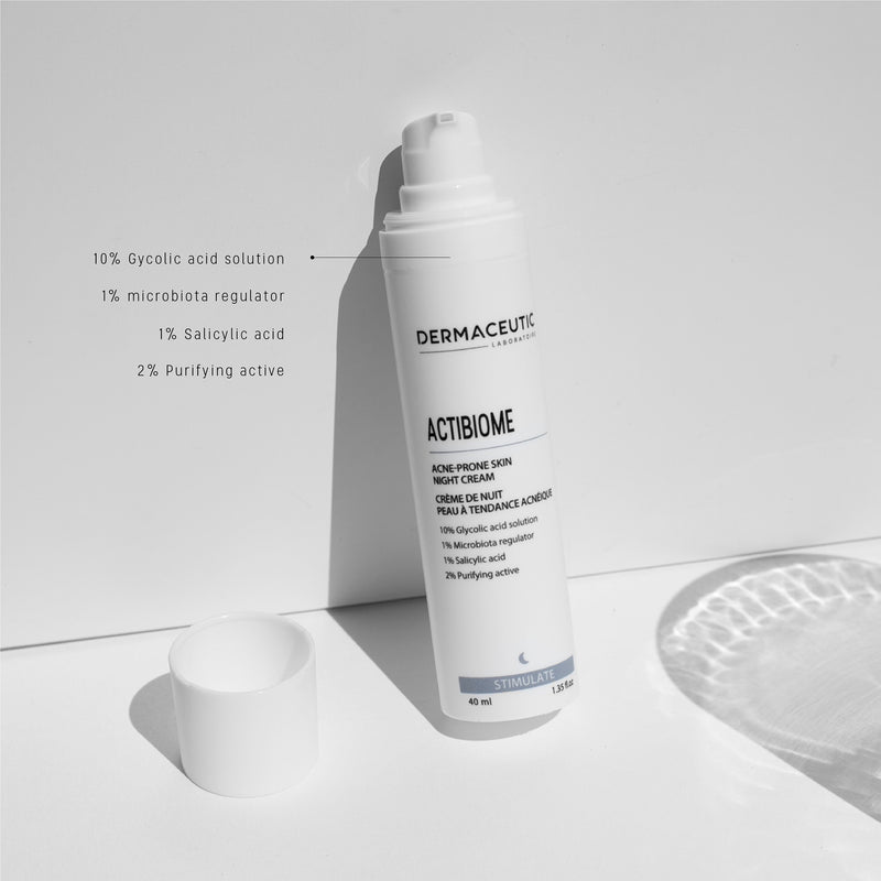 Kit pentru ten predispus acnee (crema de noapte Actibiome 40ml + Apa micelara Oxybiome 100ml)